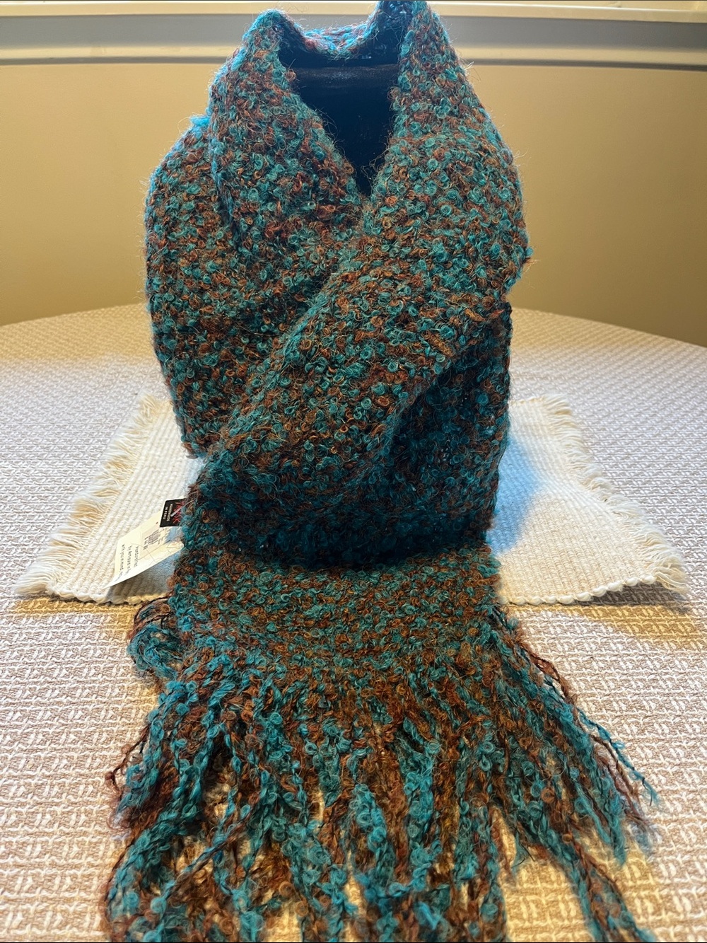 New Peru handmade brown/teal scarf